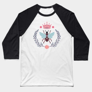 Queen Bee With Crown - Coral Pink Baseball T-Shirt